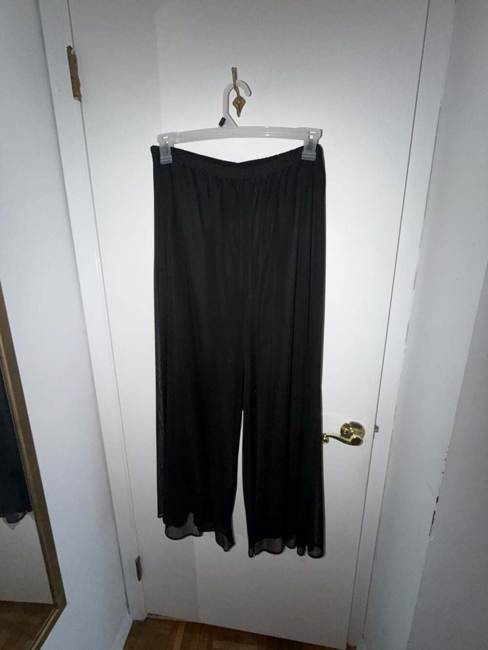 Collection dressbarn Women Black Sheer Overlay Wide Leg Pants Size 14/16